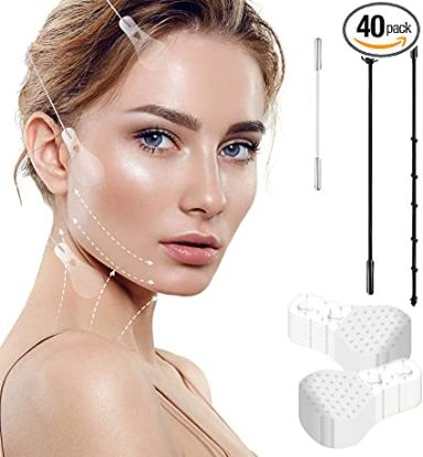 Face Lift Tape, Invisible Face Lifting Tape with 3 Fixed Ropes, V-Line Facelift Bands to Hide Facial Wrinkles Double Chin and Lift Sagging Skin